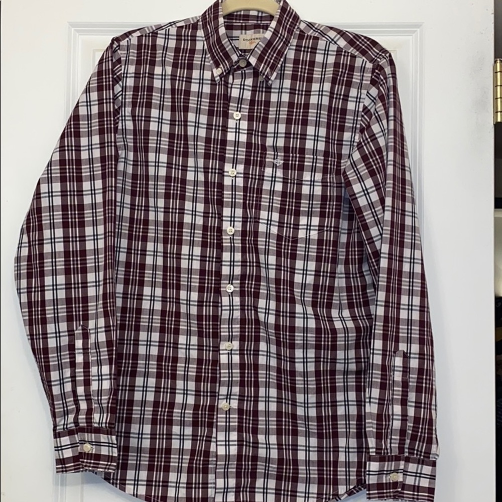 Mens Docker’s size small plaid shirt Academia Fall work business casual‎